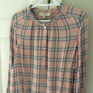 Ann Taylor Loft Plaid Blouse - Size L